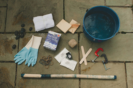 Indigo dyed bridal shower tools