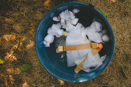 Indigo dyed bridal shower tools