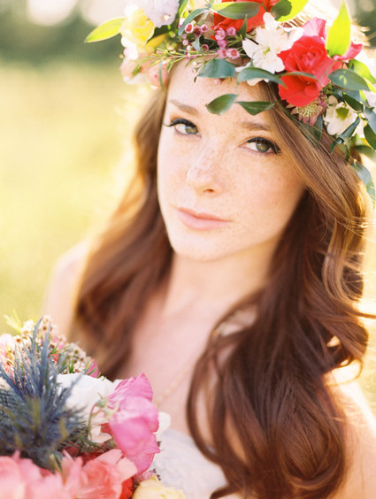 Bride with colorful flowercrown