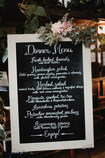 Chalkboard dinner menu in calligraphy