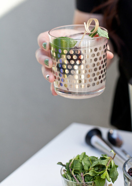Gold polka dot mojito glassware