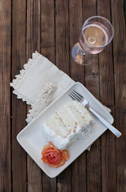 Coconut white cake and rose