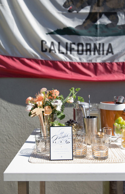 Midcentury modern bridal shower bar