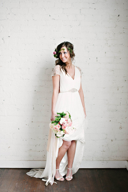 Organic spring bride with flower crown