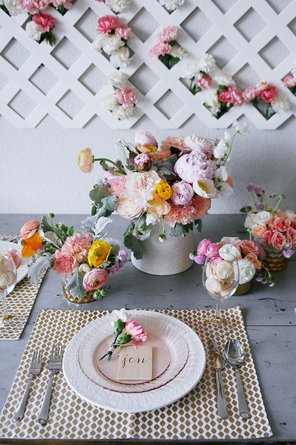Pink and orange Mother's Day place setting Inspiration