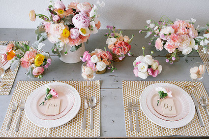 Pink and gold Mother's Day tablescape
