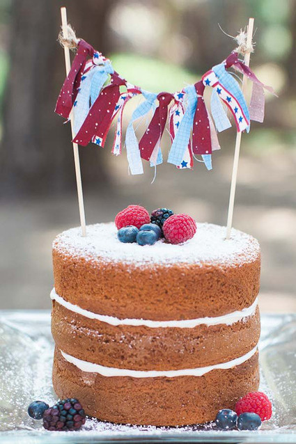 Red white and blue naked cake