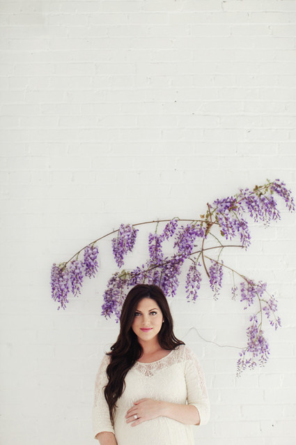 Floral studio maternity photos by Tracy Layne