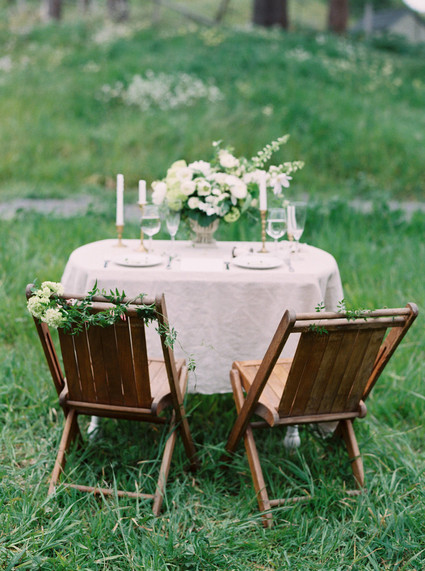 Organic green and gold wedding tablescape