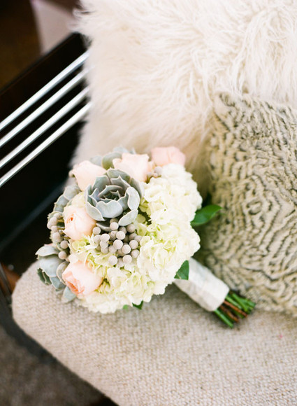 Succulent and hydrangea bridal bouquet