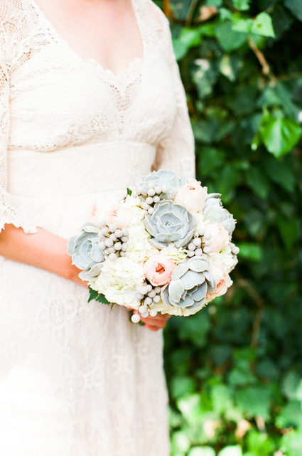 Succulent and hydrangea bridal bouquet