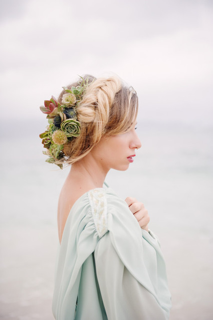 Tropical bridal floral hairstyle