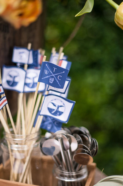 Blue and white cocktail stirrer