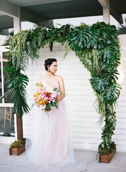Tropical palm leaf altar