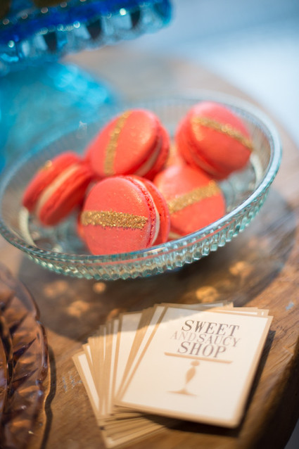 Gold and coral macaroons