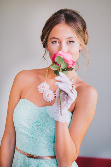 Blue lace bridesmaid dress