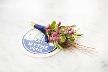 Green and pink boutonnière