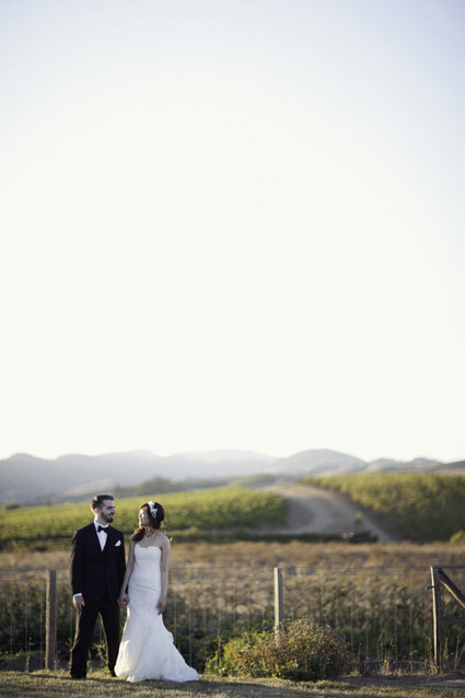 Winery fall wedding portrait