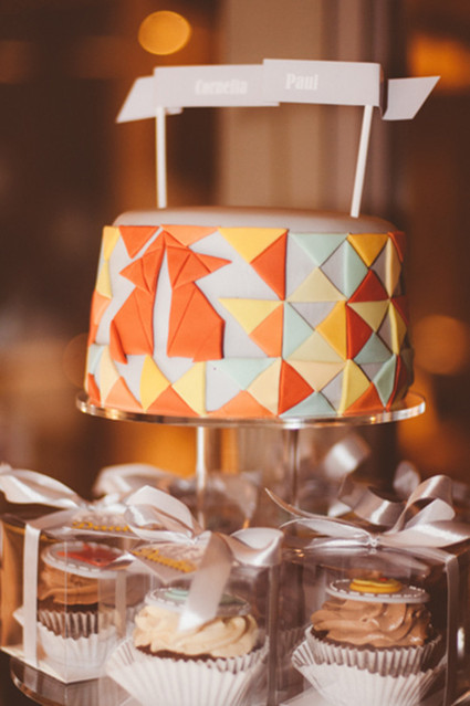 Colorful modern cake with topper