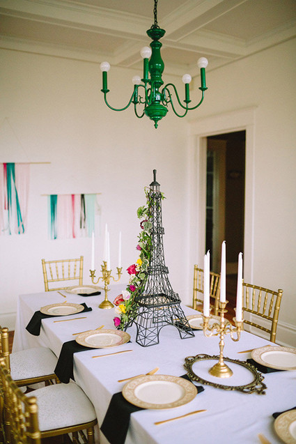 Marie Antoinette inspired gold and black tablescape