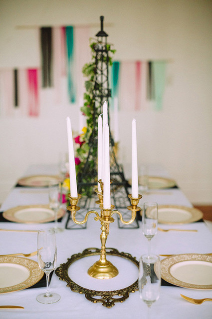 Gold and white candleabra