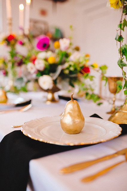 Gold pear place setting