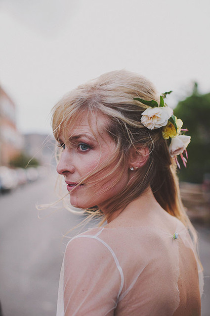 Bride with flower head piece