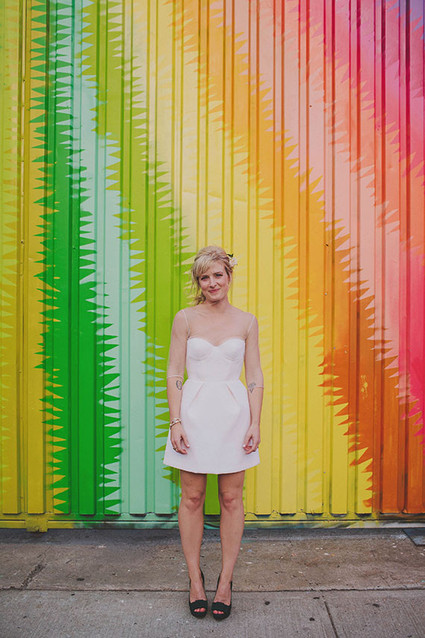 Bride with colorful backdrop