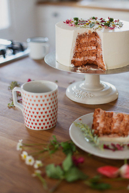 Valentine's Day cake and heart mug