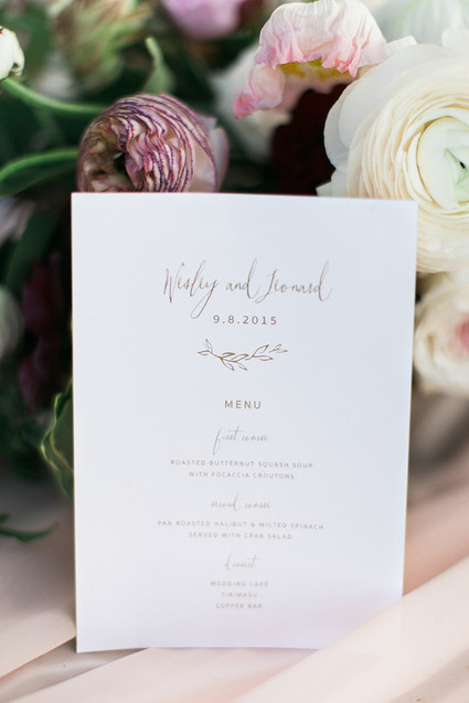 Wedding menu