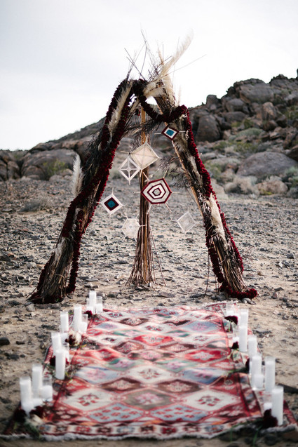 Bohemian desert wedding ceremony
