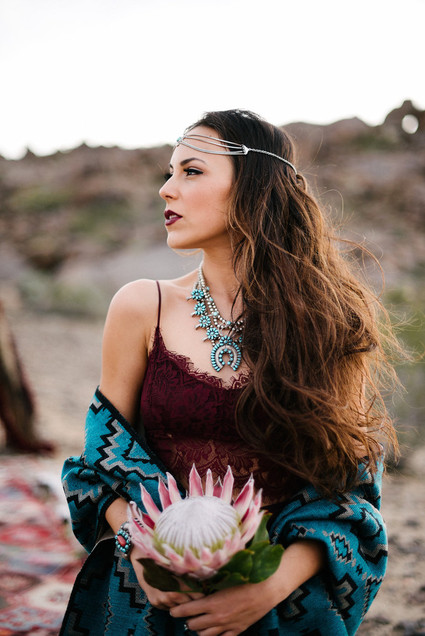 Bohemian desert bridal portrait