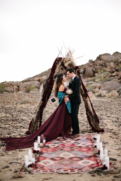 Bohemian desert wedding portrait