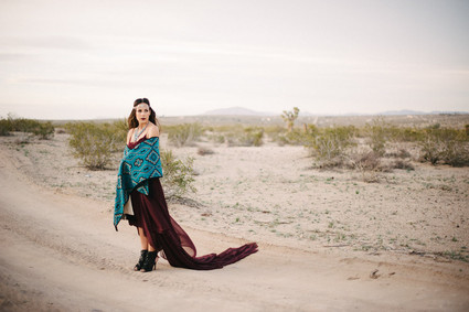 Bohemian desert bridal portrait