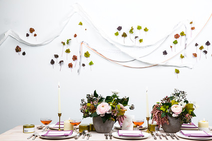 Colorful spring wedding tablescape