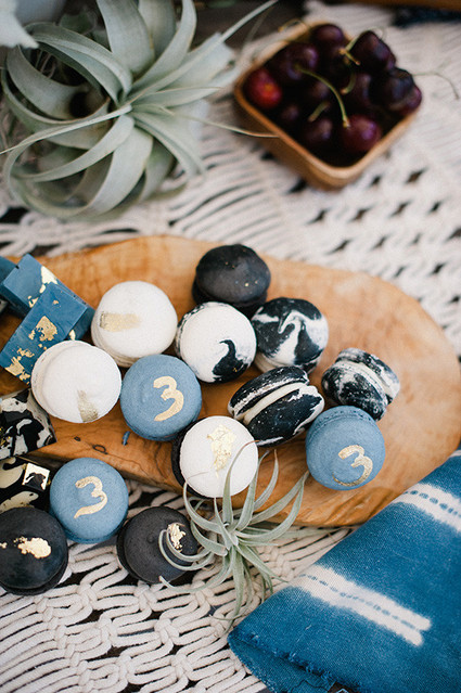 blue and black macarons