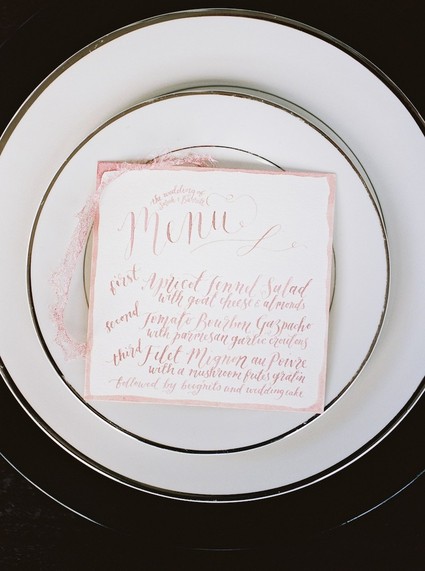 Rose gold menu Inspiration