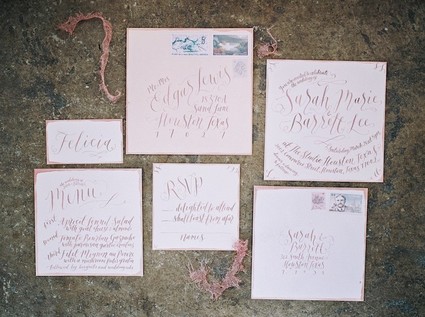 Rose gold wedding invitations