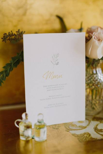 Elegant wedding menu
