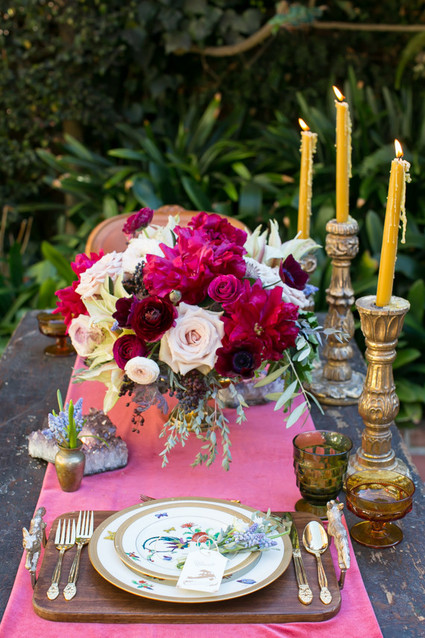 Vintage elopement place setting