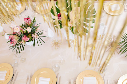 Modern gold tablescape
