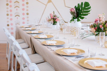 Modern gold tablescape