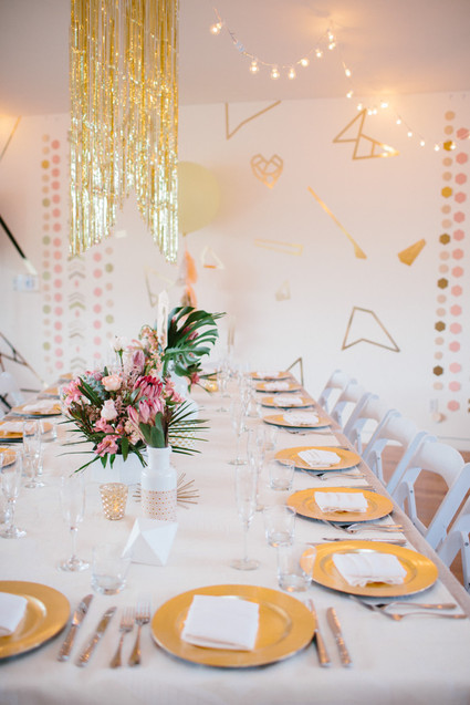 Modern gold tablescape