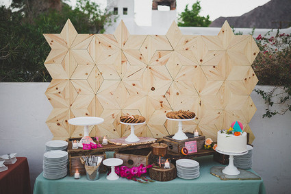 DIY geometric wood backdrop