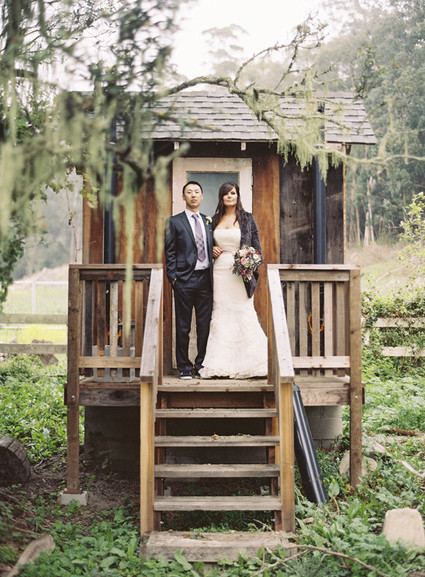 Outdoor rustic wedding portrait