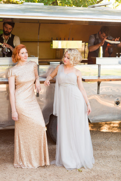 Metallic bridesmaids dresses