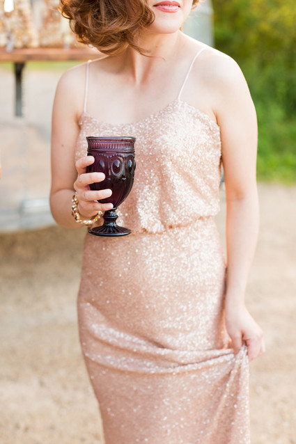 Metallic bridesmaids dresses