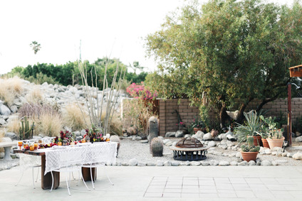 Bohemian desert wedding reception