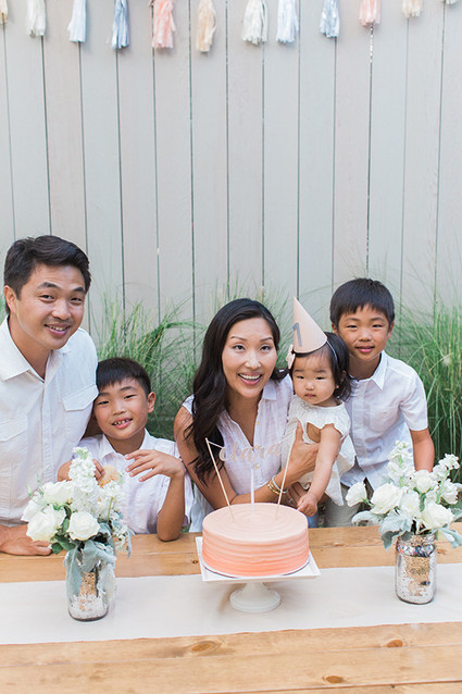 family photo at first birthday party