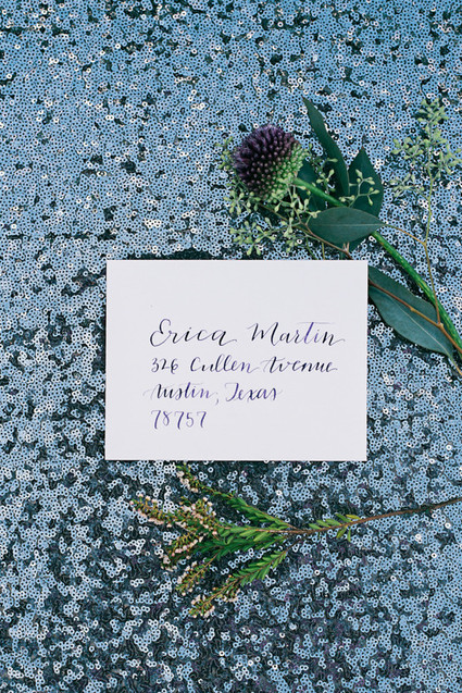 Romantic hand-lettered wedding invitation